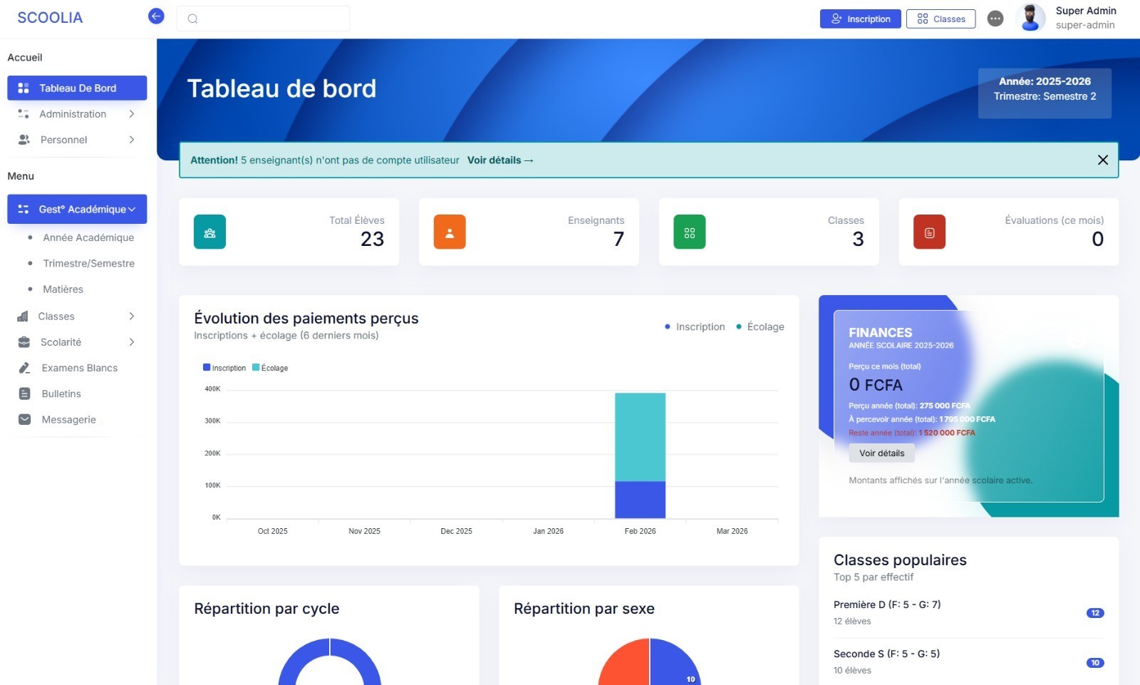 Scoolia Dashboard